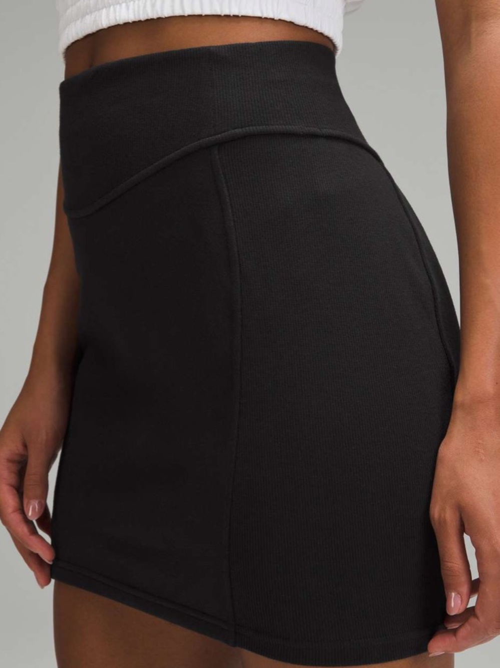 NWT Lululemon Scuba High-Rise Mini Skirt Black Medium Lounge Athleisure Comfy